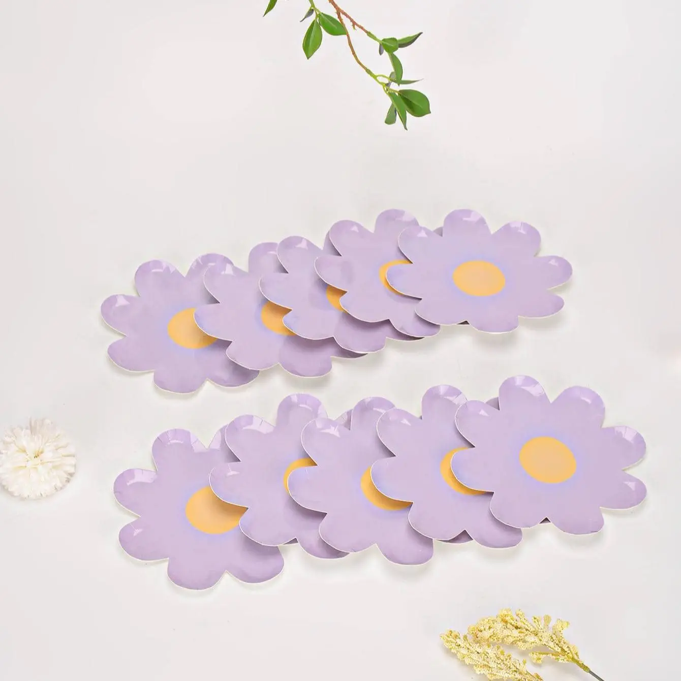 Disposable Tableware 10pcs Daisy Tableware Disposable Dining Cake Plate Kids Birthday Party Baby Shower Wedding Decoration