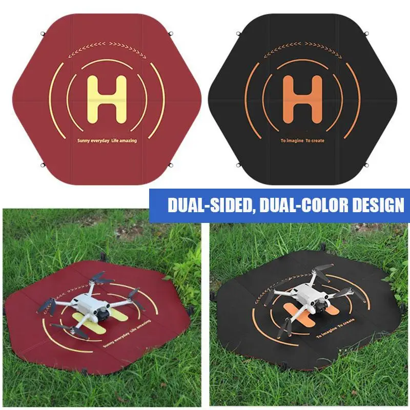 Tapis de décollage drone 60cm pliable double face cuir avec piquets