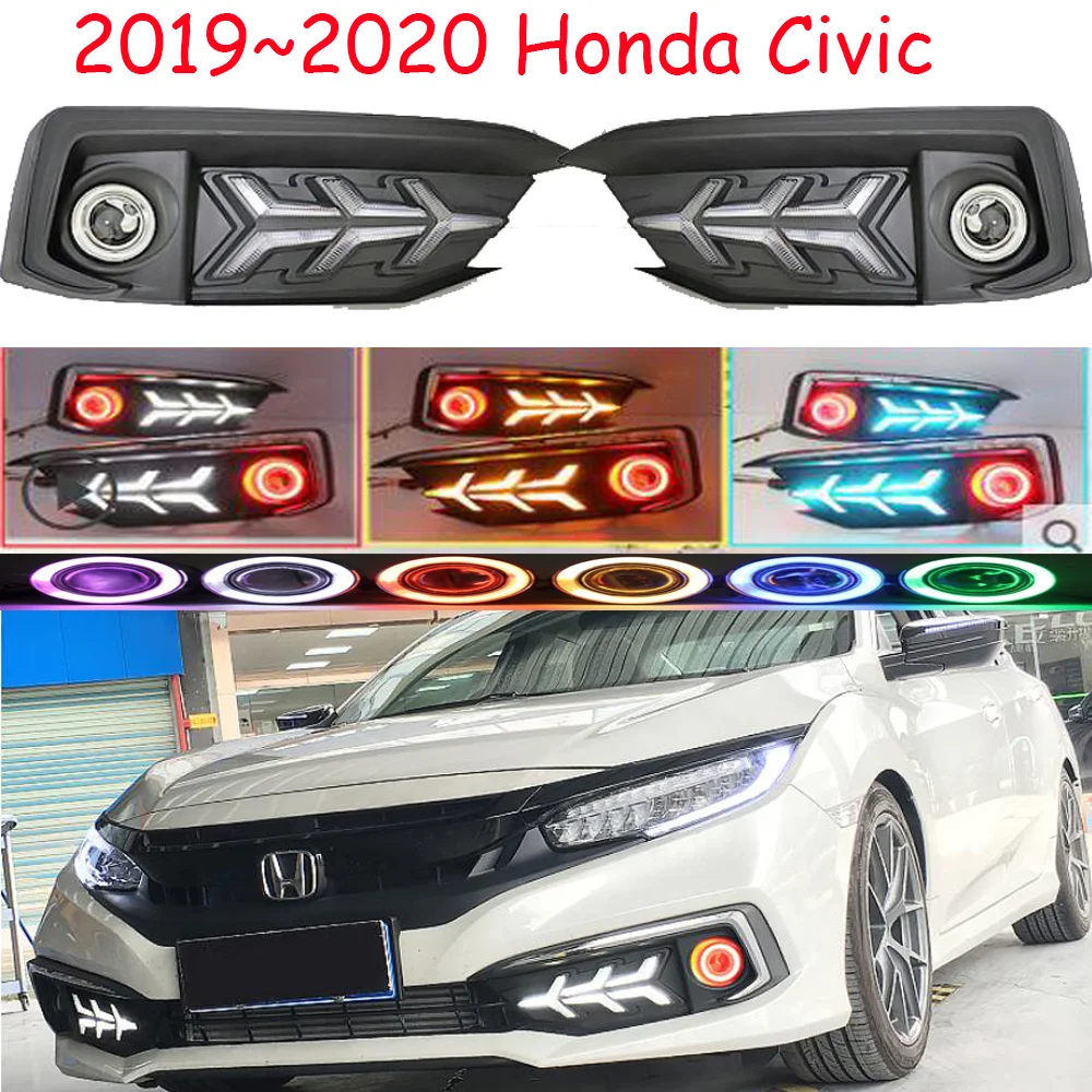 

1 комплект 2019 ~ 2020y автомобильный бампер, передсветильник для Honda Civic, противотуманные фары, автомобильные аксессуары, светодиодная фара DRL, передсветильник фара для Civic, прожектор светильник