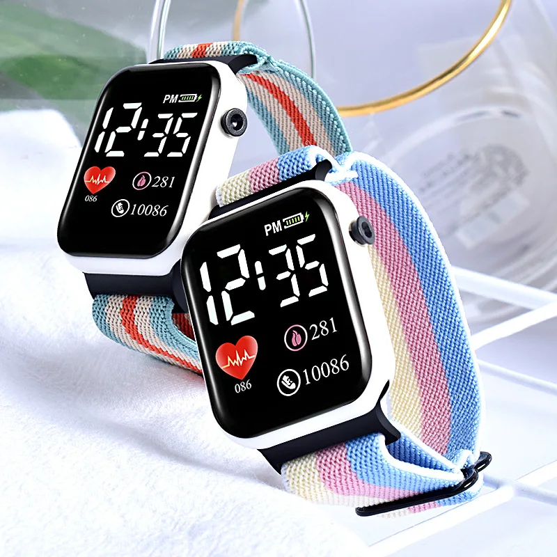

Nylon Strap Digital Watch for Women Fashion Top Brand LED Electronics Watches Kids Sport Waterproof Wristwatch Children Clock