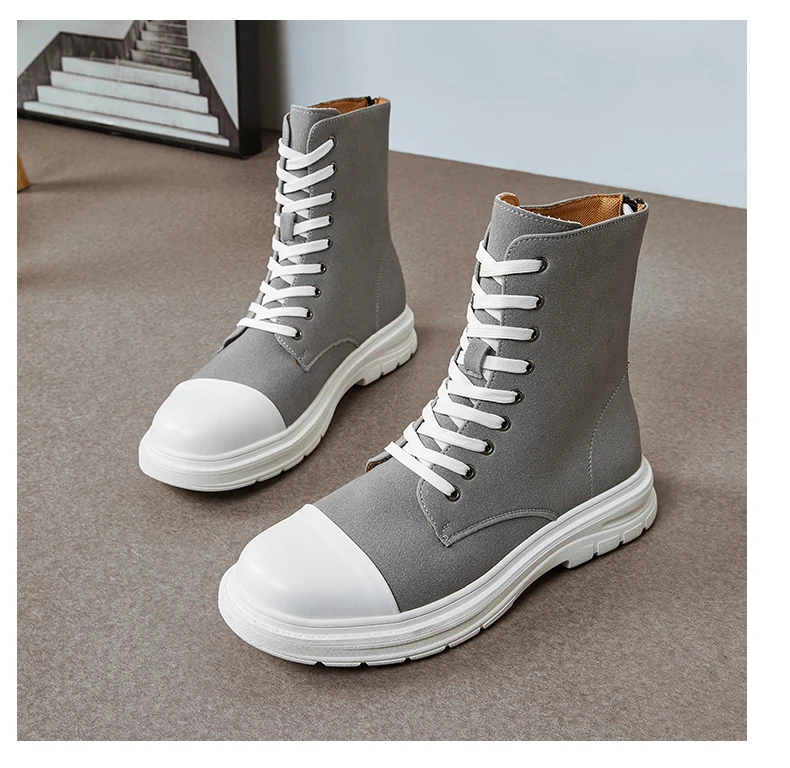Herren 4 cm Plateaustiefel Wildleder High Top Chunky Sole Anti-Rutsch-Schuhe Reißverschluss hinten Höhe erhöhen lässige bequeme Stiefel – Detail 18