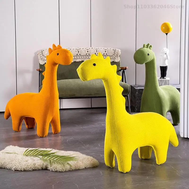 Children's Knitted Dinosaur Sofa Chair Cartoon Animal Seat Giraffe Sitting Stool Baby Ornaments for Living Room