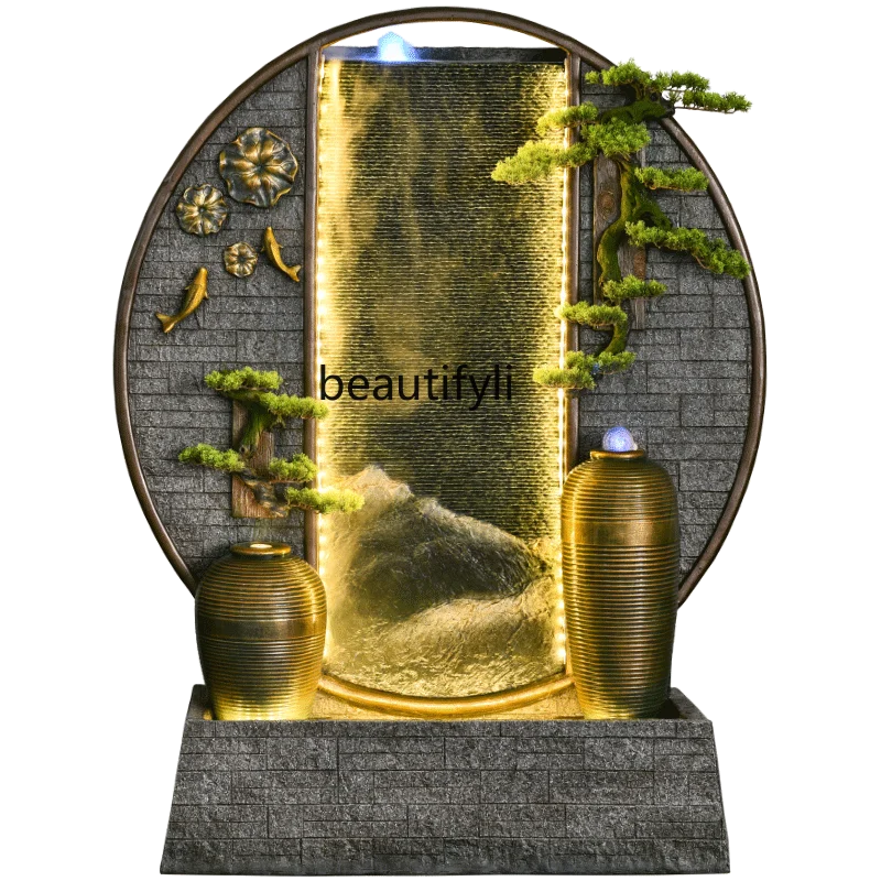 

Artificial Mountain and Fountain Water Curtain Wall Landscape Furnishing Articles Humidifier Decoration Living Room Courtyard
