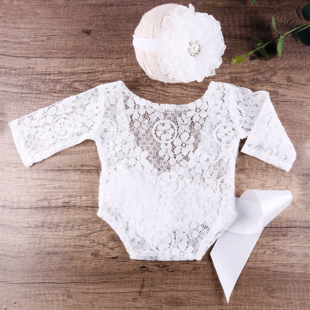 souvenirs for a newborn baby boy Newborn Costume Photography Clothes Girls Outfits Lace Flower Headband Open Back Triangle Romper New Born Photo Accessories Colorful ink stickers for kids