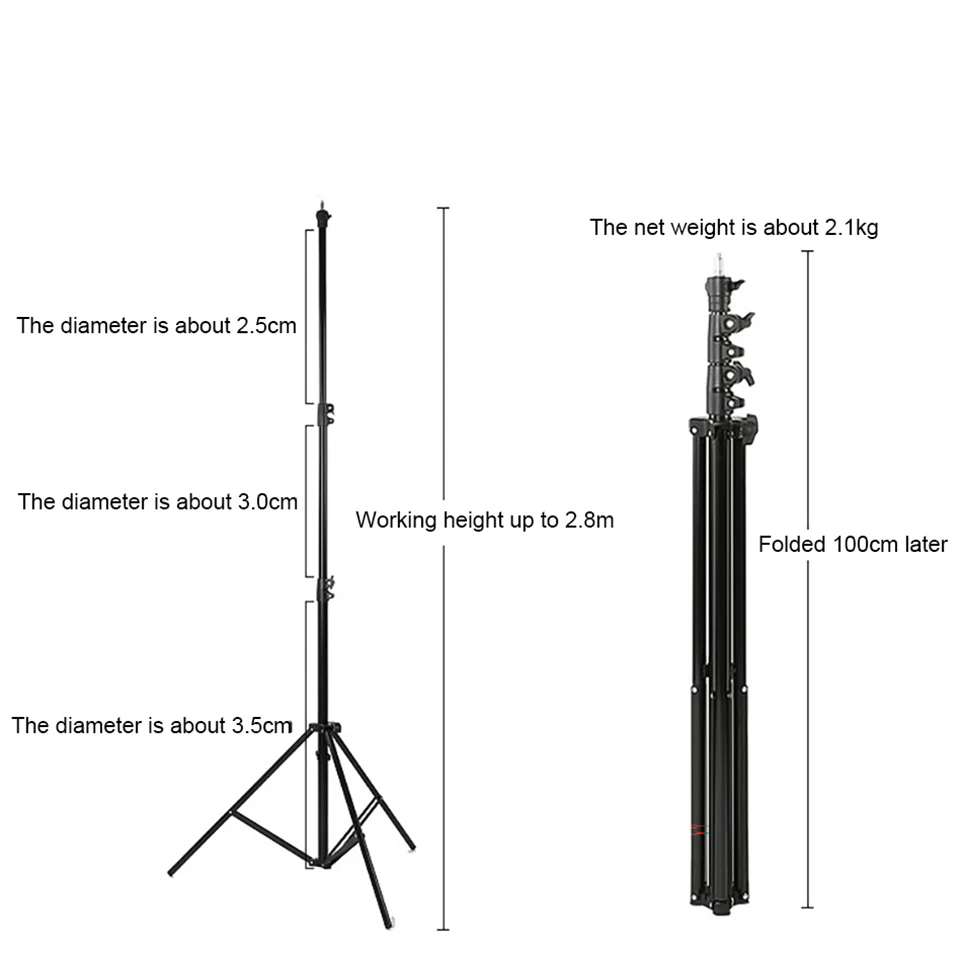 LS-280T Photographic Equipment Light Stand Tripod Aluminum Stand with Air Cushion