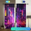 2pcs Future City Style Printed Curtain for Home Decor - Rod Pocket Window Treatment for Bedroom, Office, Kitchen, Living Room 3