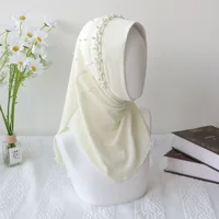 Malaysian Women Turban Head Wraps Scarves Muslim Beads Hijab Pull On Headscarf Shawls One Piece Amira Ready Made To Wear Islamic