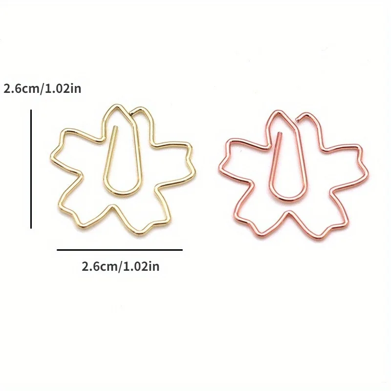 Plated Paper Clips Sakura Paper Needle Bookmark Metal Memo Clip Stationery Cherry Blossoms Box Clips 25Pcs,paper clips,mini bookmark