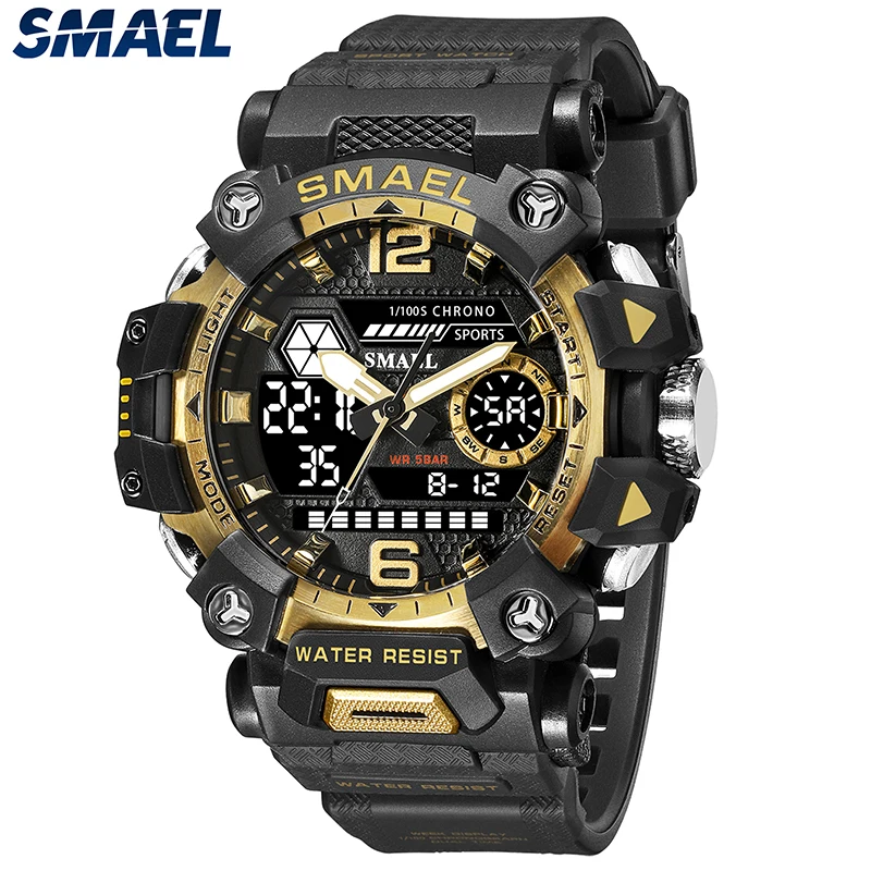 SMAEL 8072 Men Waterproof Watches Janpenese Quartz Chronograph Heavy-Duty Watch Men Alarm Electronic Wristwatch reloj de hombre skmei 1155b quartz digital electronic men watch