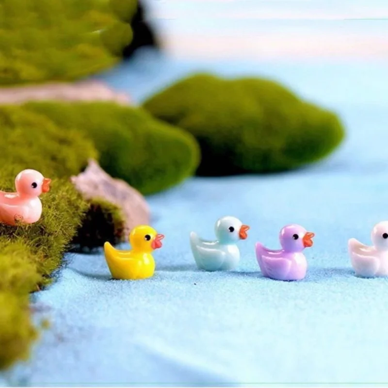 Resin Mini Ducks Ornament Set/200-10pcs Miniature Figures Tiny Duck Handicraft Micro Landscape Dollhouse Decoration Accessories