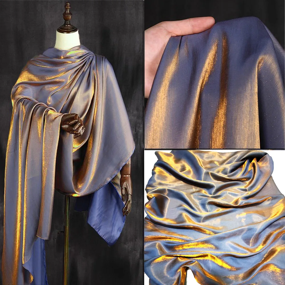 Glitzernder zweifarbiger Phantom-Seidenstoff, 100 x 150 cm, reflektierendes funkelndes Textil für DIY-Nähen, Kleid, Party, Hintergrund, Vorhangherstellung