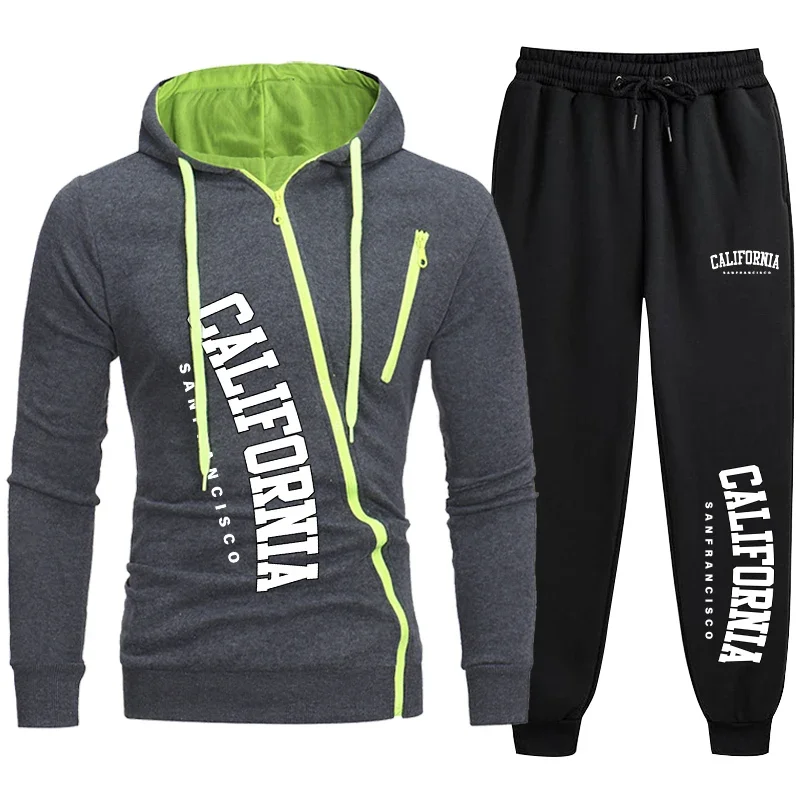 Polyester Mens Jogging Sports Suit Hoodie Pants