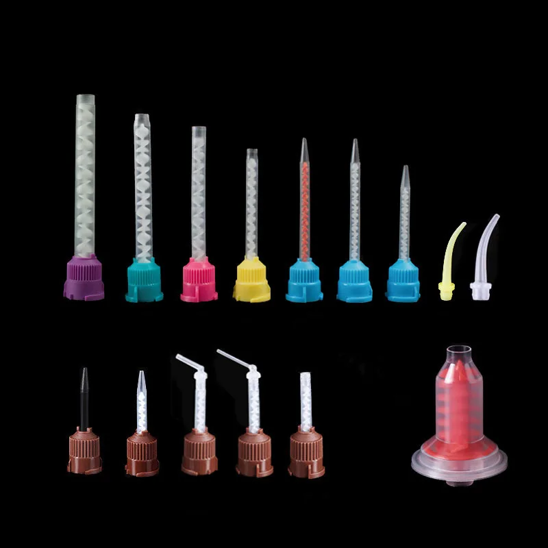 50Pcs Dental Mixing Tips Impression Materials Disposable Silicone Rubber Conveying Mixing Head Denture Lab Mixing Color Tubes