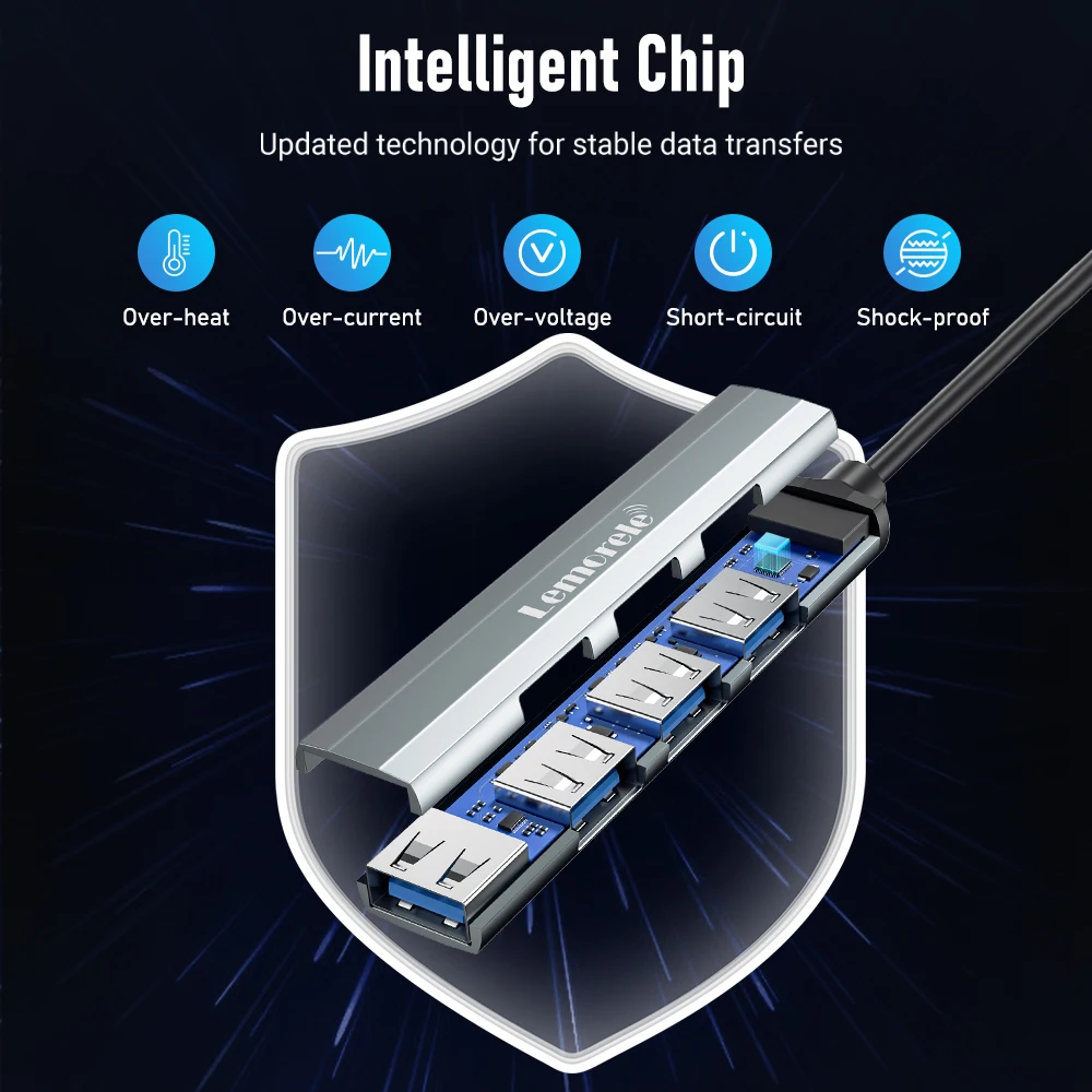 Lemorele-tipo c Multi Splitter Adapter Usb 3.0 Otg Portas Usb c a Acessórios para Laptop Lenovo Macbook Pro - Imagem 3