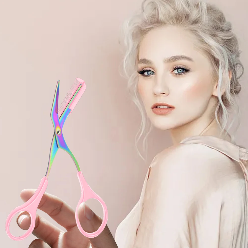 Professional Eyebrow Scissors Stainless Steel Beauty Scissors Non Slip Finger Grips Hair Removal Beauty Accessories for Women 3
