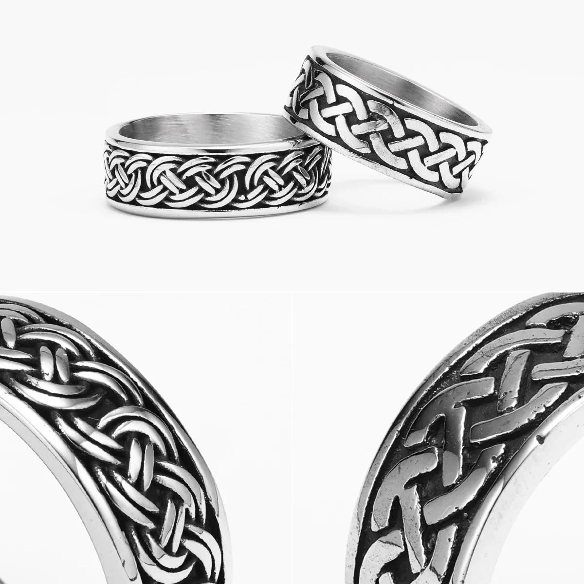 Viking Celtic Knot Men Rings Stainless Steel Simple Aesthetic Retro Punk Rock Women Jewelry Fashion Accessories Gift Wholesale 6