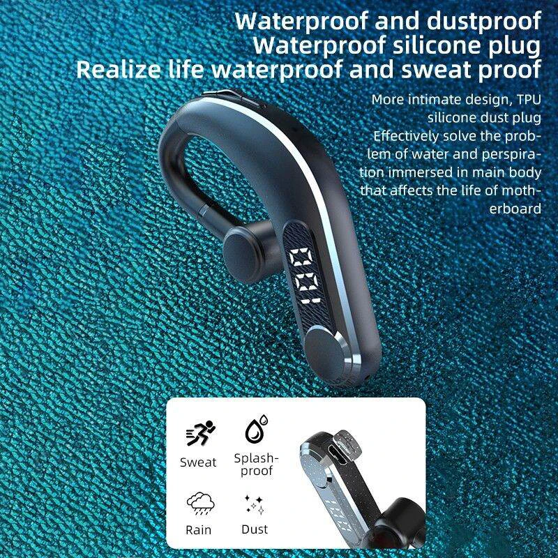 sem Fio Bluetooth 5.2 Fone de Ouvido sem Fio com Microfone Auscultadores Mãos-livres para Telefone Inteligente Led Único Negócio Fone de Ouvido - Image 3