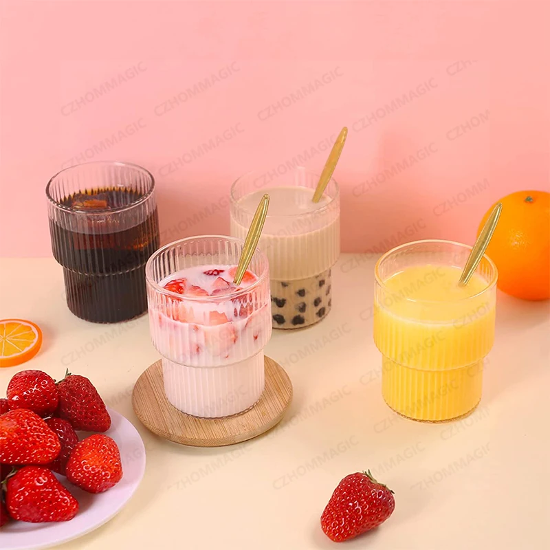 Large Capacity 450ML Lead Free Glass for Cocktail Beer Portable Coffee Milk  Juice Cup with Sleeve INS Smoothie Dessert Straw Cup - AliExpress