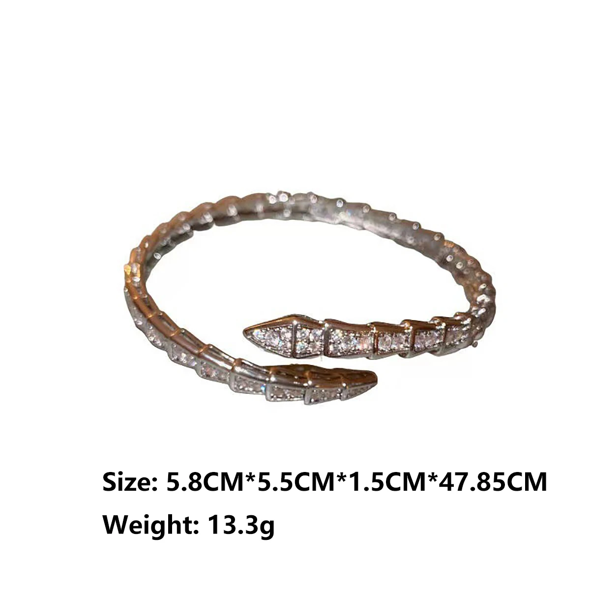 موضة الأفعى العظام زركون أساور مفتوحة للرجال النسا...