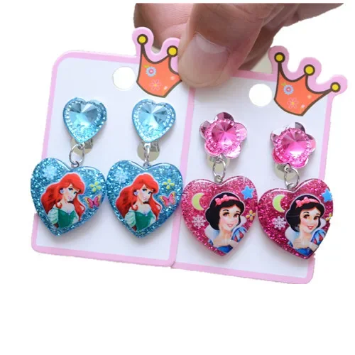 Disney Elsa children's ear clip earrings without pierced cartoon princess series earrings Frozen ear clip little girl accessorie 3