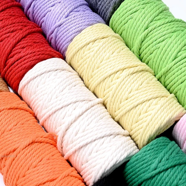 100M/Roll 2mm Macrame Cord Cotton Rope Colorful DIY Crafts Braided Twisted  Cotton Handmade Craft Accessories
