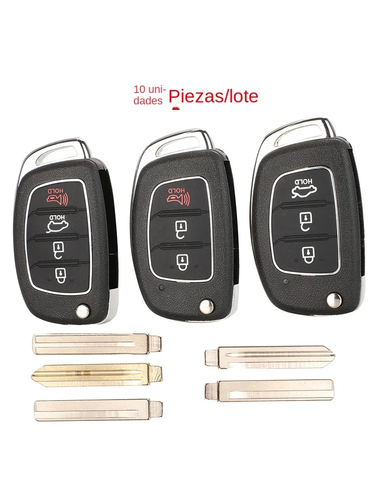 jingyuqin 10 Uds funda para llave de coche remota de 3 botones para Hyundai HB20 IX35 I45 SANTA FE Accent I40 I20 HY15/HY20/TOY40 carcasa Fob de hoja