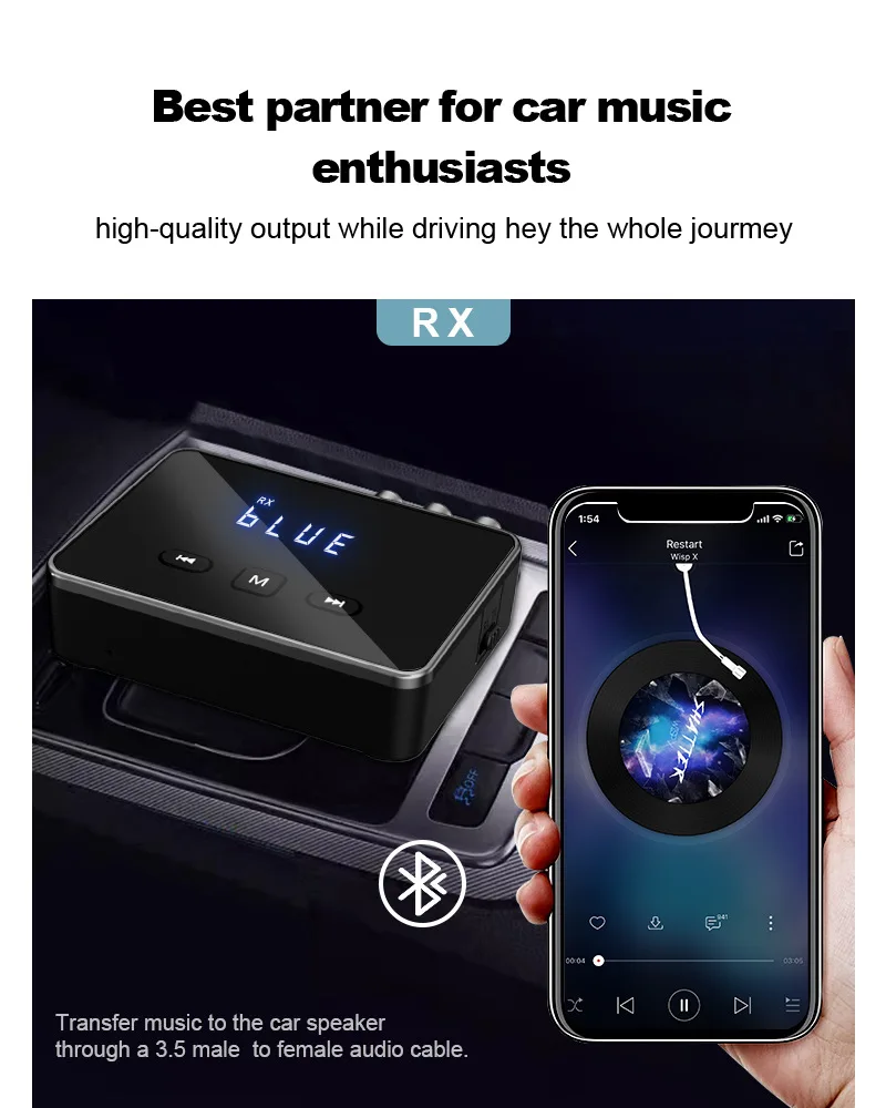 Bluetooth 5.4 Receiver Transmitter AUX 3.5mm Jack RCA Optical Coaxial Handsfree Call Wireless Audio Adapter For TV Car Speaker bluetooth adapter,bluetooth transceiver adapter,audio adapter,bluetooth aux adaptor