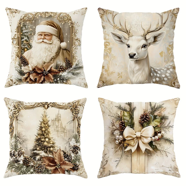 Christmas decoration pillowcase Santa Claus Reindeer Christmas Tree pillow cover Sofa cushion suite room home decoration 1