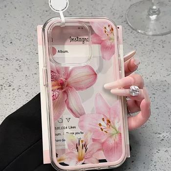 Pink Lily Flower Clear Phone Case For iPhone
