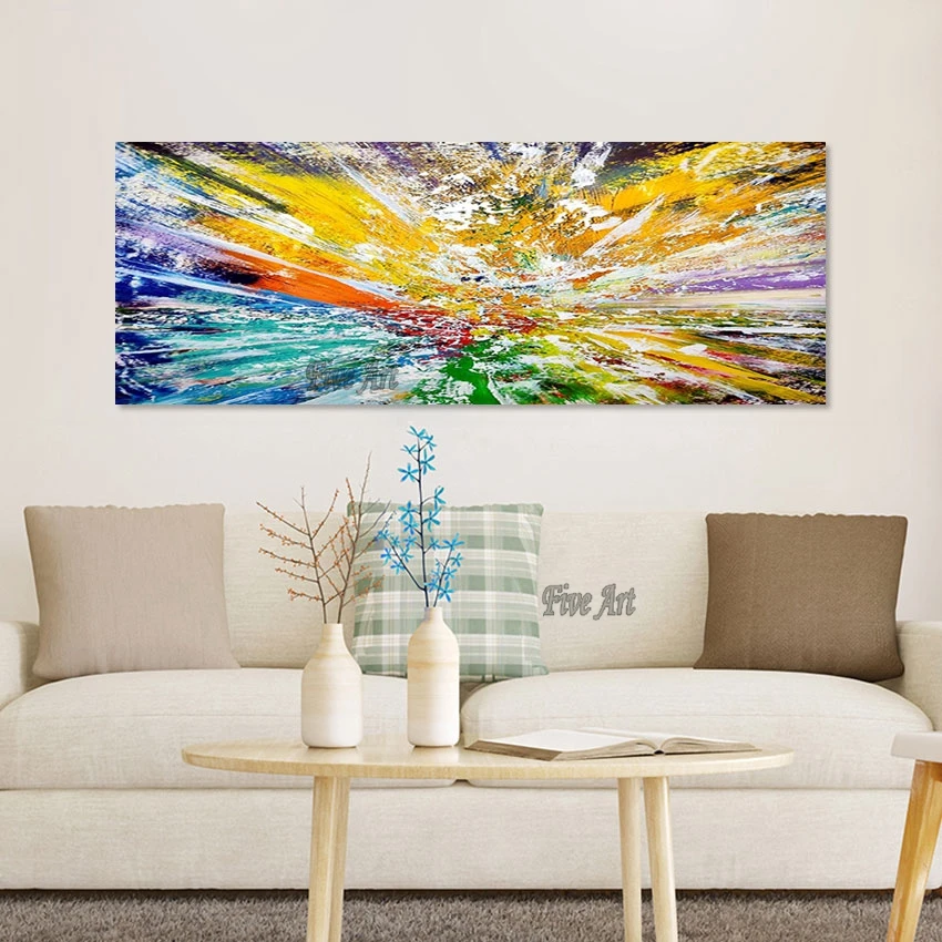 

100% Handmade Colourful Acrylic Textured Abstract Painting Large Size Hotel Decorative Wall Art Custom Canvas Picture No Framed