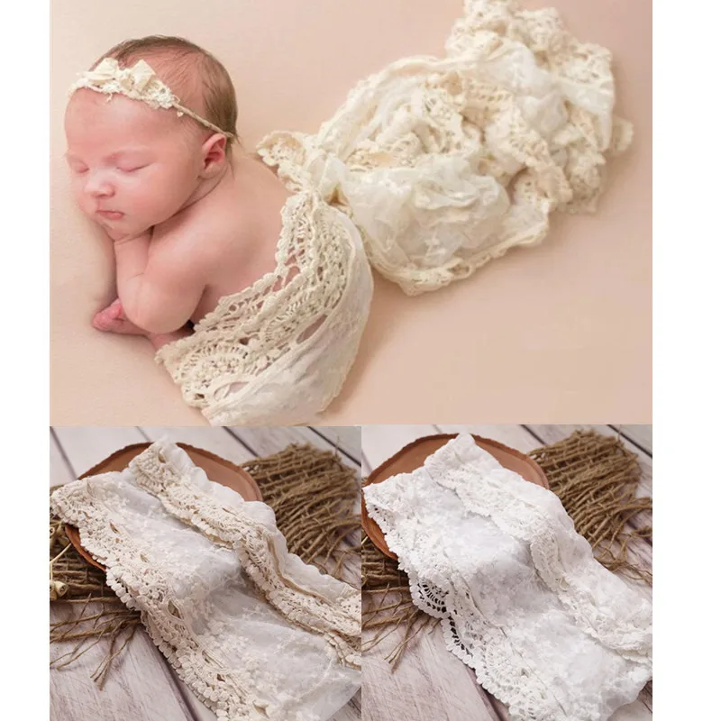 Newborn Photography Props Blanket Soft Lace Baby Swaddle Wrap Boys Girls Studio Photo Shooting Background Cloth Basket Filler a set 3pcs lot soft mongolia long pile faux fur baby blanket wrap infant headband newborn photo shoot background basket filler