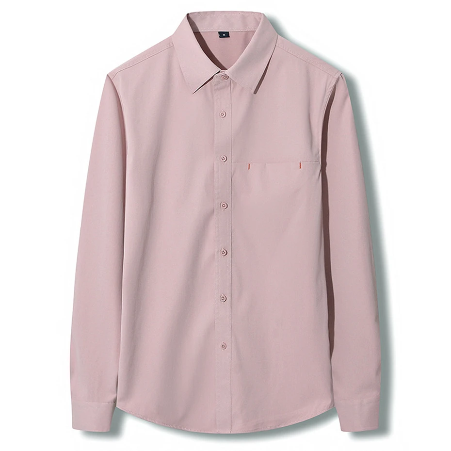 Long Sleeve Shirts Men Fashion Casual Black Solid Color Shirts Spring Autumn Long Sleeve Blouse