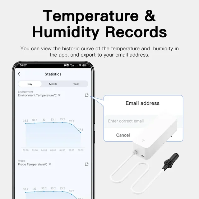 Tuya WiFi Temperature Humidity Sensor With External Probe for Smart Home Hygrometer APP Monitoring For Plants Aquarium Winery 5