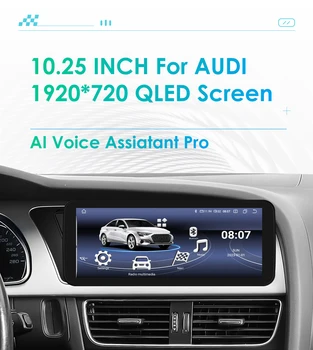 Autoradio Android Auto da 10.25 pollici con sistema intelligente per Audi A4 A5 B8 S4 S5 2009-2016, unità principale multimediale con GPS e navigatore, schermo.