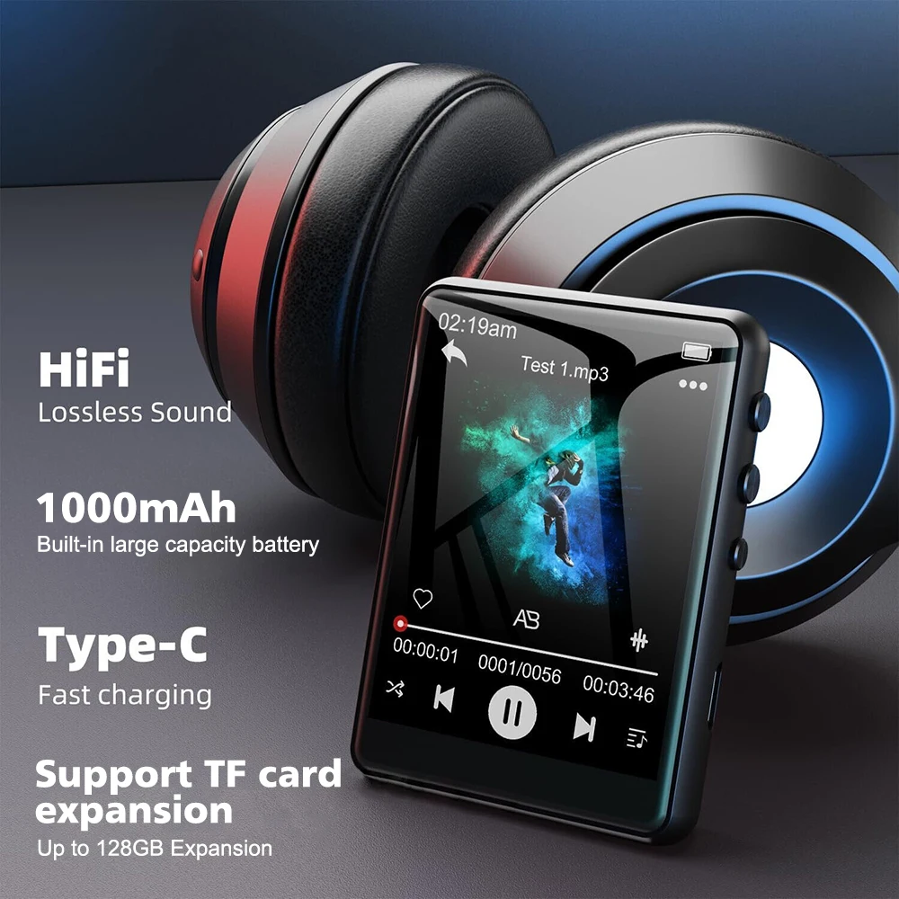 Camera MP3 MP4 Player Lossless Music Player Full Touch Screen Bluetooth5.4 MP3 Speaker Support FM Radio Recording E-Book mp4 player music player mini media player