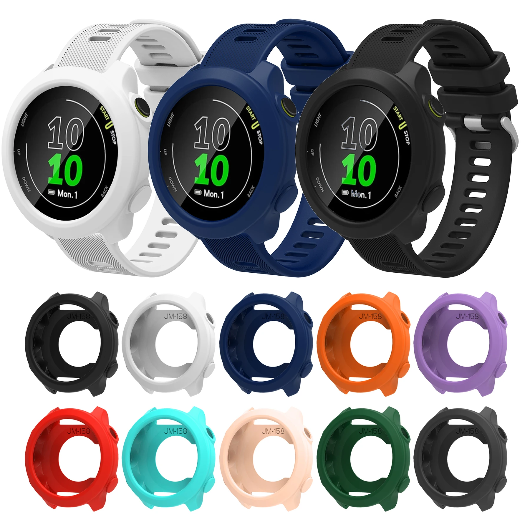Watch Band Protective Case Shell Silicone Strap For Garmin Forerunner 158 55 Replacement