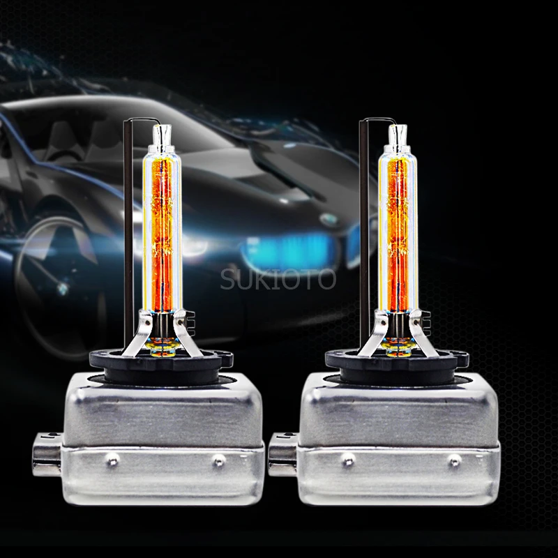2PCS SUKIOTO CLASSIC XENSUKIT D1S Car Headlight Lamps 55W D1S 3000K HID Xenon Bulbs 85415 66140 Super Bright Yellow Auto Lights
