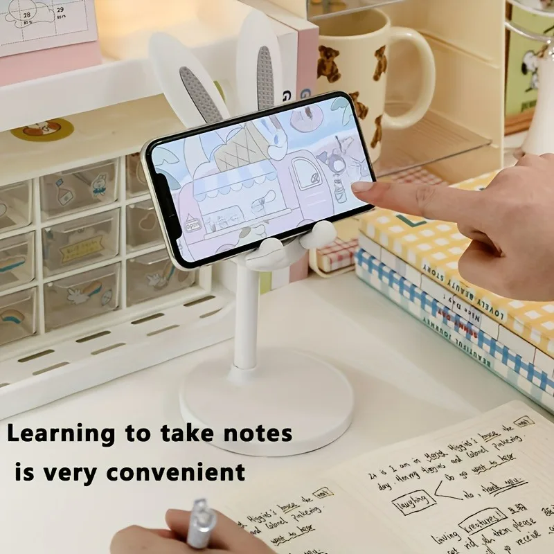 Pink Cartoon Little Rabbit Desktop Mobile Phone Stand Tablet Computer Stand Adjustable Telescopic Lift Student Lazy Person Stand