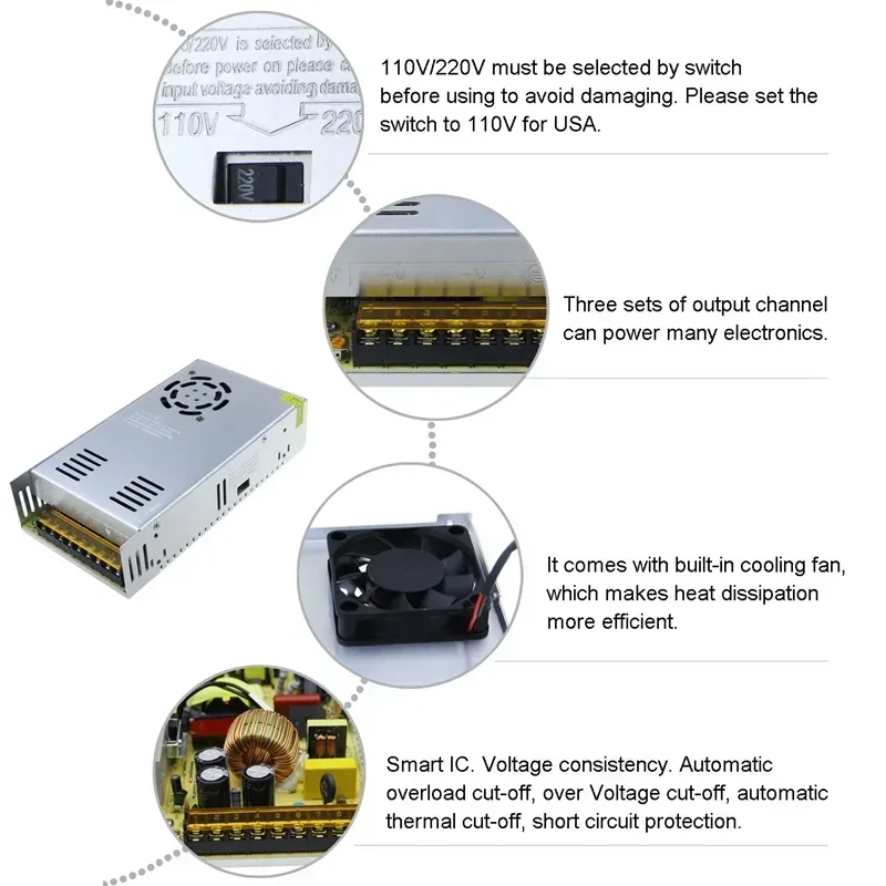Description Picture 5 of itemAC110-240V To DC5V 12V 24V 36V 48V Switching Power Supply For Led Strip Light/Modules Transformer Power Supply Source Adapter