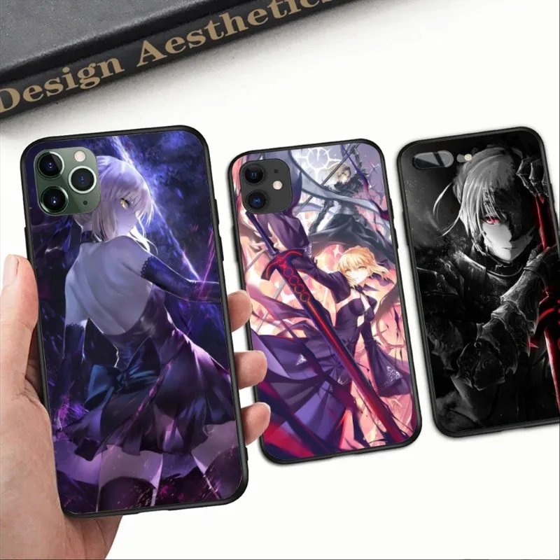 Fate Saber Alter Smart Phone Case Per Iphone 14 13 12 11 Xs X 8 7 6 Plus Mini Pro Max Se 2022 Cover Morbida Nera Per Telefono Funda
