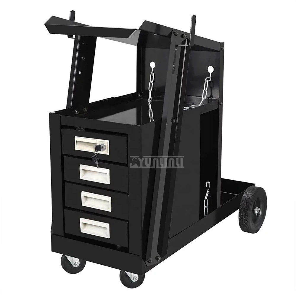Welding Trolley Cart Mobile Welding Machine Tool Cart Four-layer Drawer with Handle