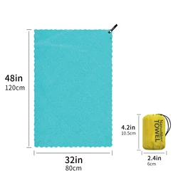 Enhanced Outdoor Travel Quick-Drying Lightweight Towel with Portable Cloth Bag - 80x120cm (Lake Green)