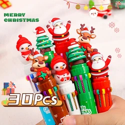 30Pcs/Lot Cute Cartoon Christmas Themes 10 Colors Ballpoint Pen Kawaii Santa Elk Snowmen Tree Multicolor Pens School Stationery