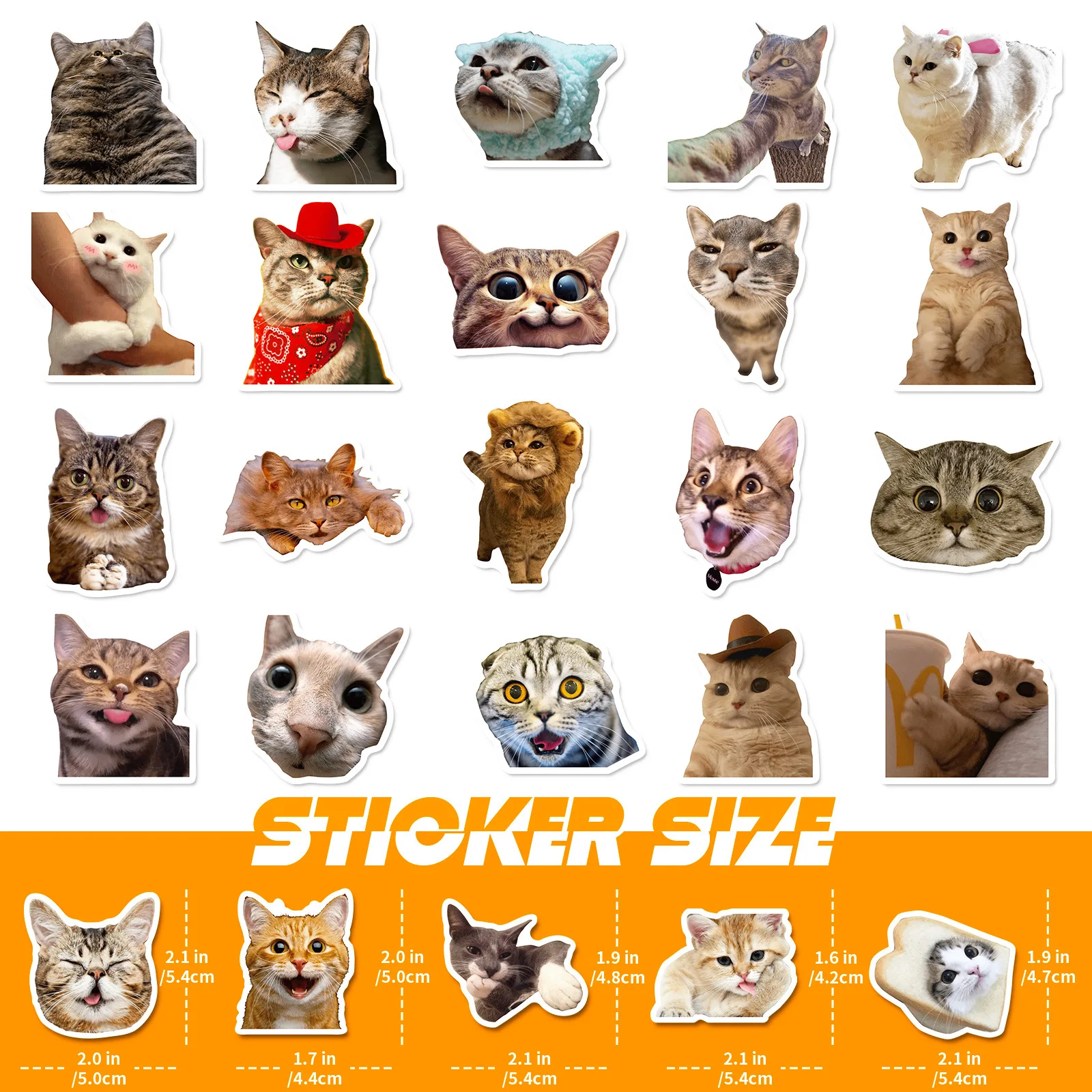 Cat stickers 50Pcs Funny Cat Stickers Adorable Kawaii and Colorful Decals Water Bottles Laptops and phone cartoon decoration stickers cartoon stickers