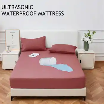Drap-housse imperméable à ultrasons, matelas de protection, anti-acariens, anti-poussière, perméable à l'air, antibactérien, anti-nervure, couvre-lit doux et sain 1