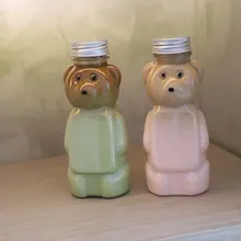  10pcs 350ml cute bottle PET transparent cold drink milk tea juice yogurt bottle birthday party beverage cups seal thickening 