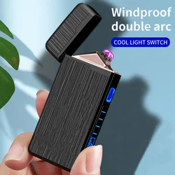 New Dual Arc Windproof Flameless USB Lighter, Plasma Lighter with LED Power Display