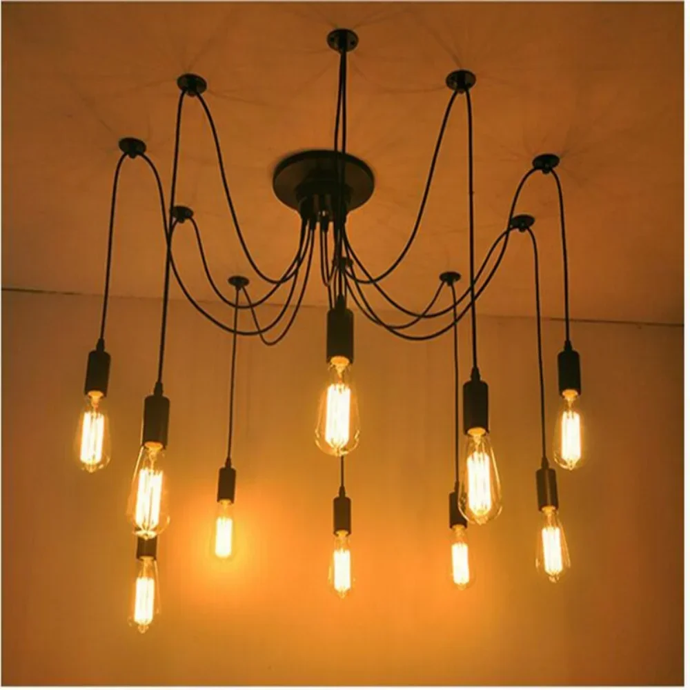 3/6/8/10 Heads Nordic Spider Chandelier Industrial Pendant Lamp E27 Loft Edison Industrial AC 110-220V Hanging Pendant Lights 3