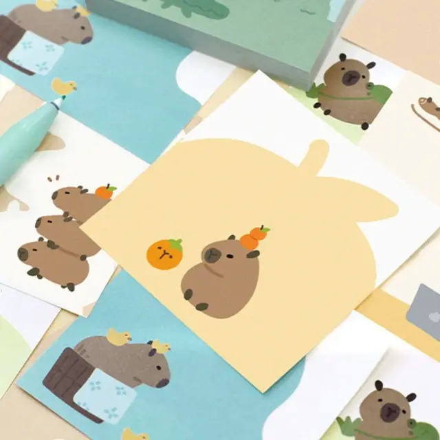 100 Sheets Message Notes Capybara Capybara Memo Pad Cartoon Posted Sticky Notes Cute Kawaii Notepad Office 1