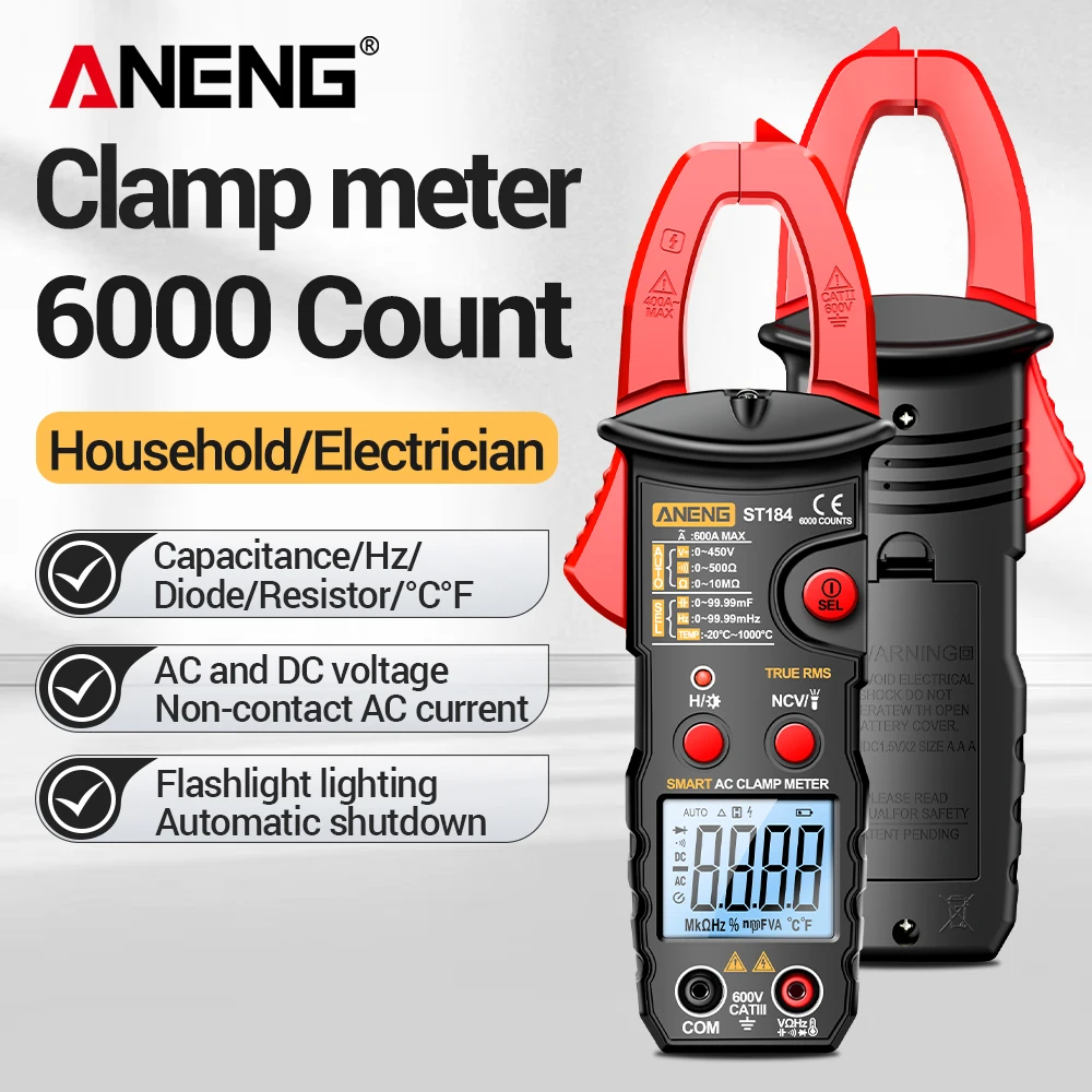 클램프 미터 디지털 멀티미터 ANENG ST184 NCV 트루 RMS 6000 카..